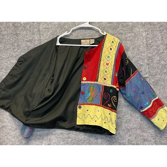 Vtg NEW DIRECTION Jacket Womens Med Multicolor Patchwork Button Down Embroidered - Picture 13 of 15